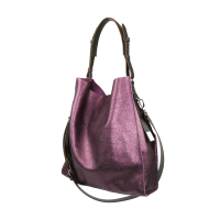 Tasche Tote aus genarbtem metalic Leder